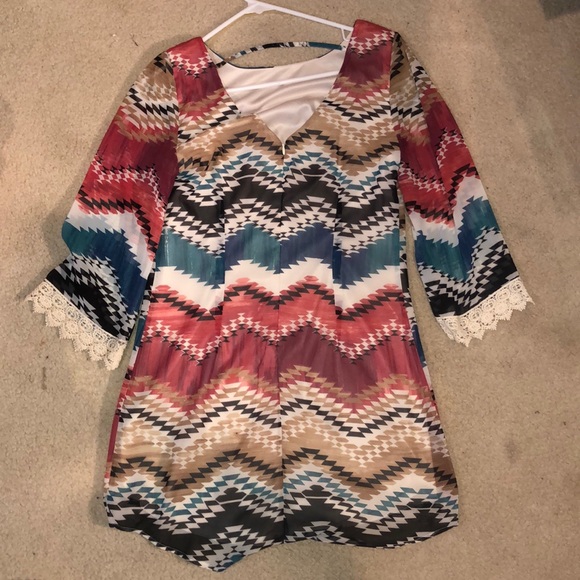 Gabriella Rocha 3/4 sleeve chevron print dress - Picture 3 of 5